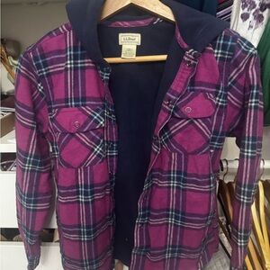 L.L.Bean Fleece-Lined Flannel Shirt, Hooded Plaid.